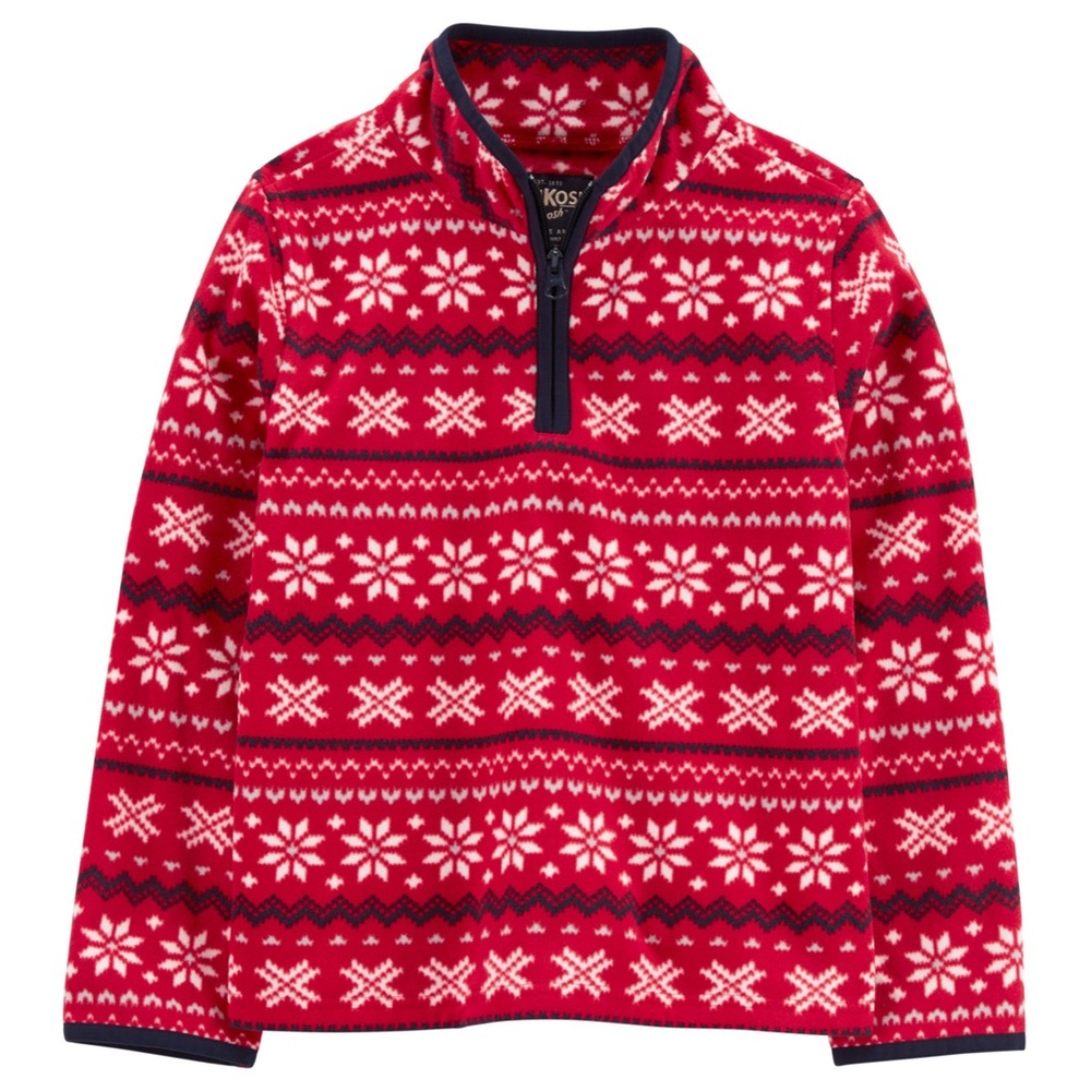 OshKosh Boys Fair Isle Quarter Zip Fleece Cozie Pullover Sweater